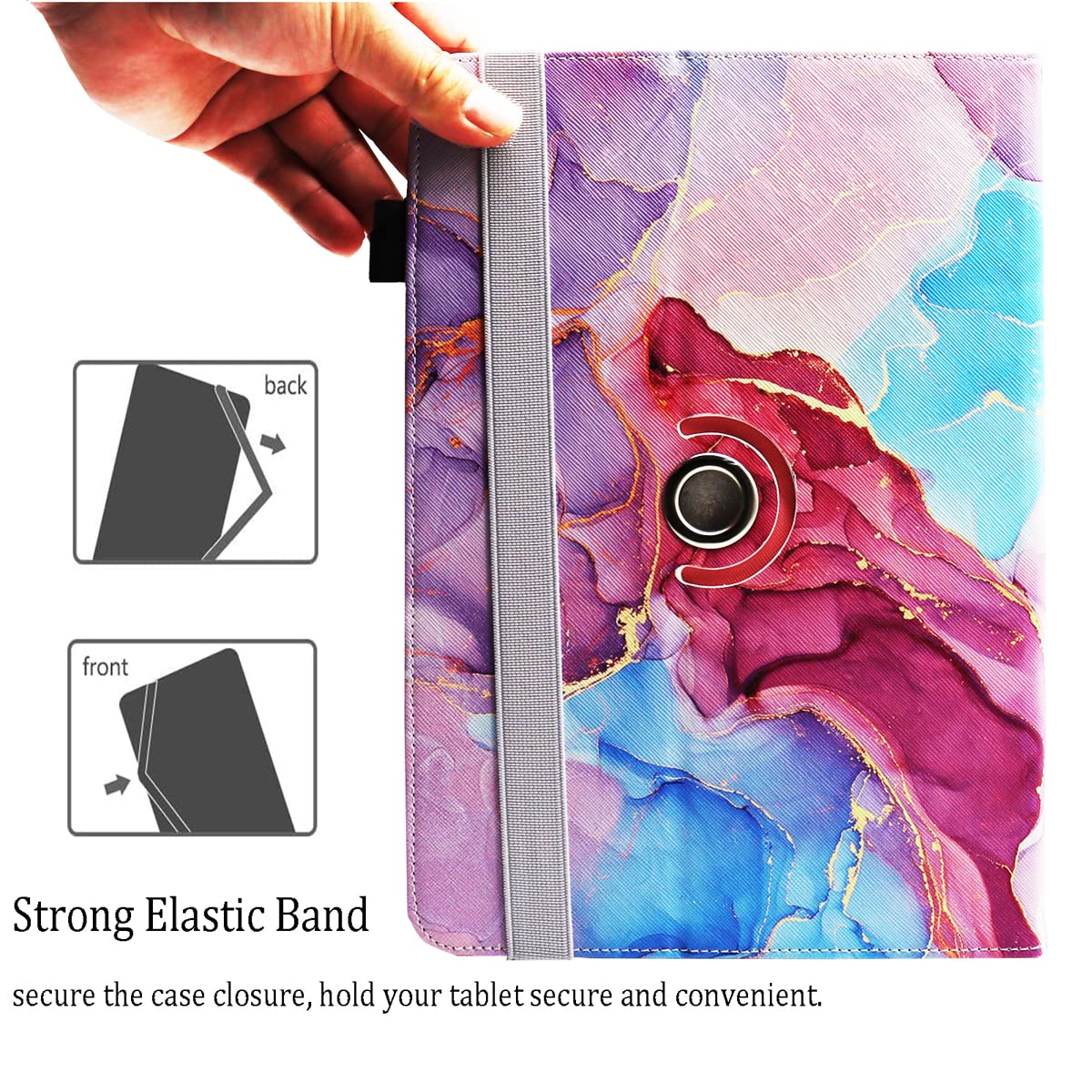 Universal 10-10.1 Inch Tablet Case - Dluggs PU Leather 360° Rotating Stand Cover for 9.5-10.5