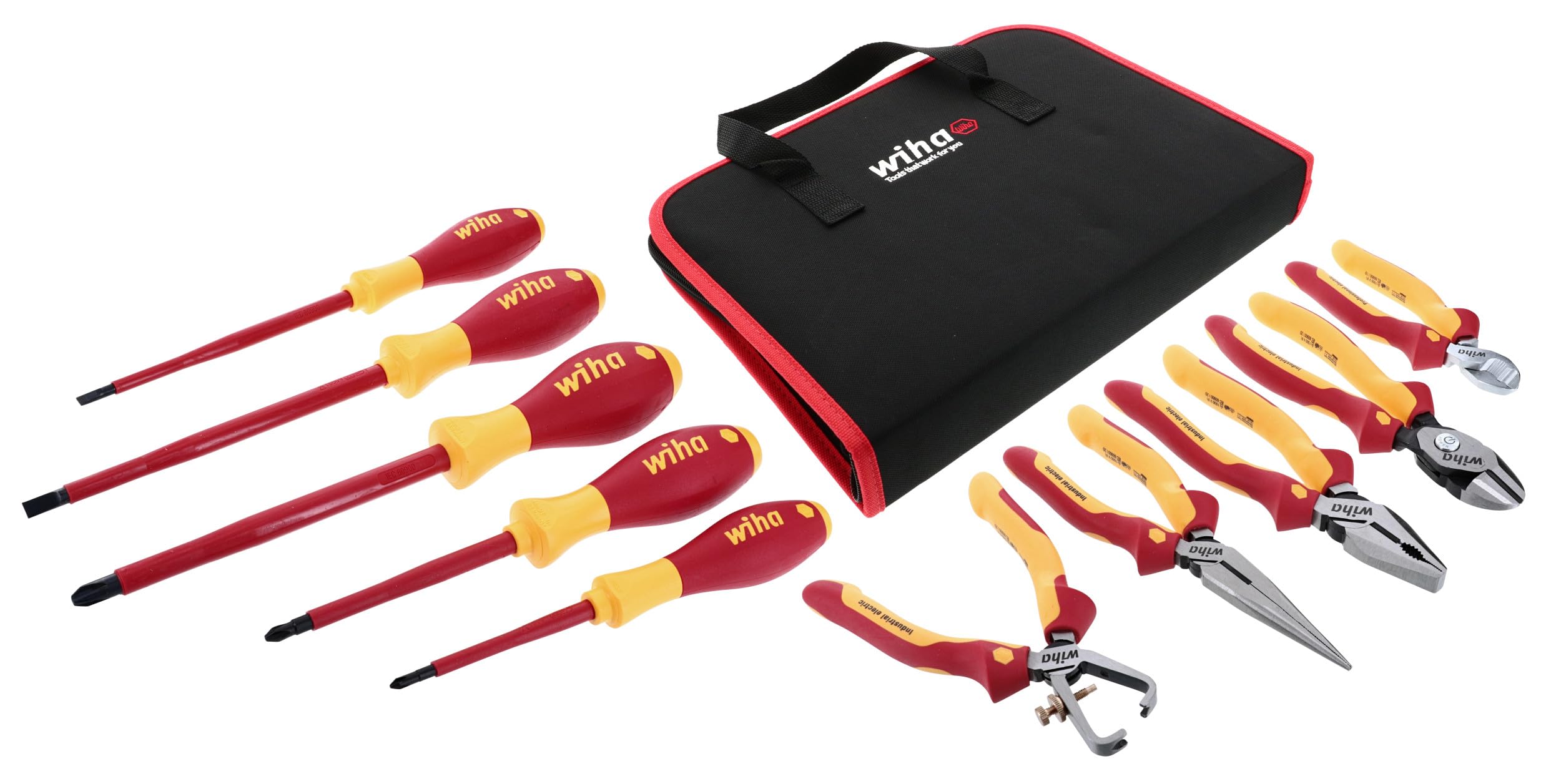 Wiha 32891 Insulated Pliers and Screwdriver Set - 10 Piece Electrical Tool Kit with 1000V Protection for Electricians & DIY Home Repairs - Perfect for Wiring, Circuit Work & Electrical Maintenance