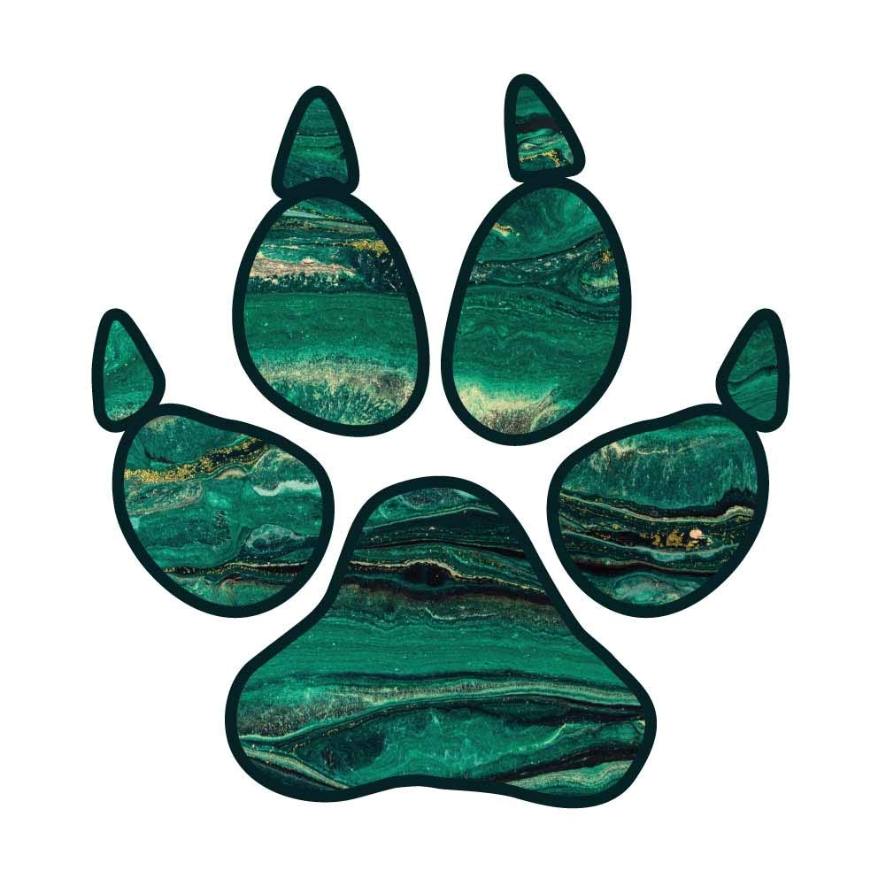 8 Inch Dog Paw Print Silhouette Vinyl Decal - Green, Black & Gold Swirl Paint Design for Cars, Laptops, Windows, Home Décor | Waterproof Indoor & Outdoor Use | Perfect for Pet Lovers & DIY Projects