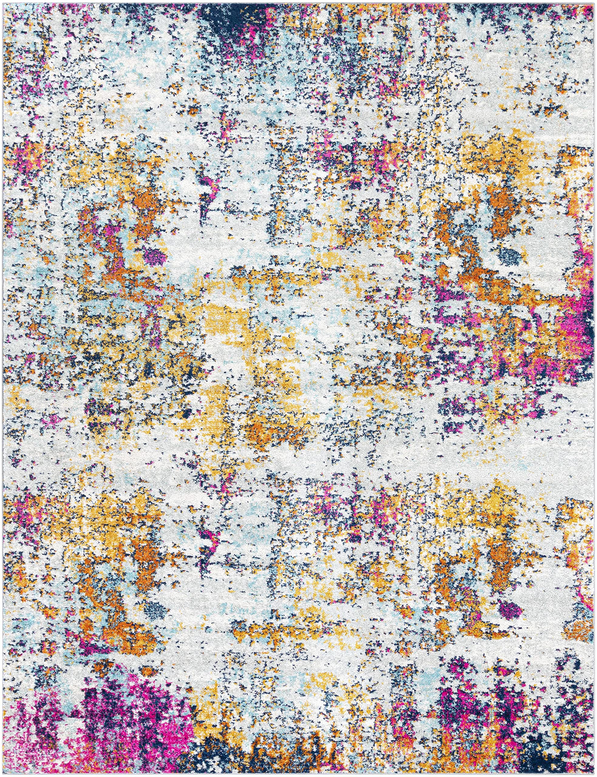Hauteloom Fowlmere Modern Blue and Orange Area Rug 5'3
