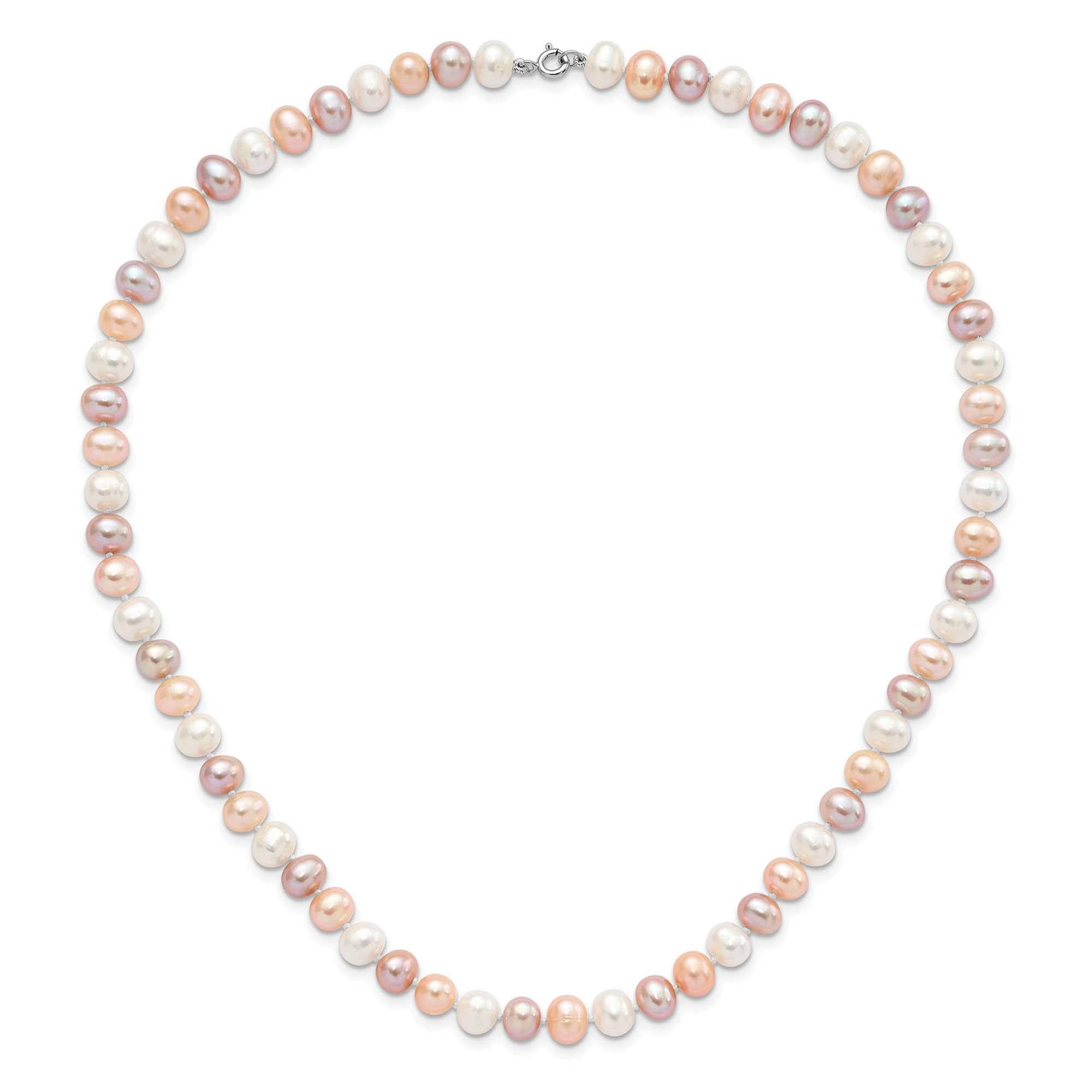 White, Peach & Purple Freshwater Pearl Necklace & Stud Earrings Set | Elegant Jewelry Gift for Women | Perfect for Weddings, Parties & Special Occasions