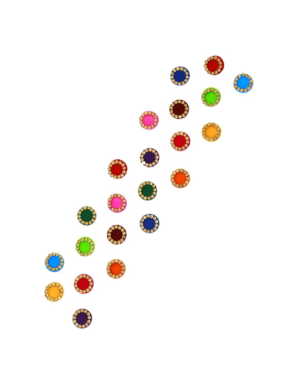 Stylish Multi-Color Round Forehead Bindis for Women | Elegant Stone Bindi Collection | Perfect for Weddings, Parties & Festive Occasions
