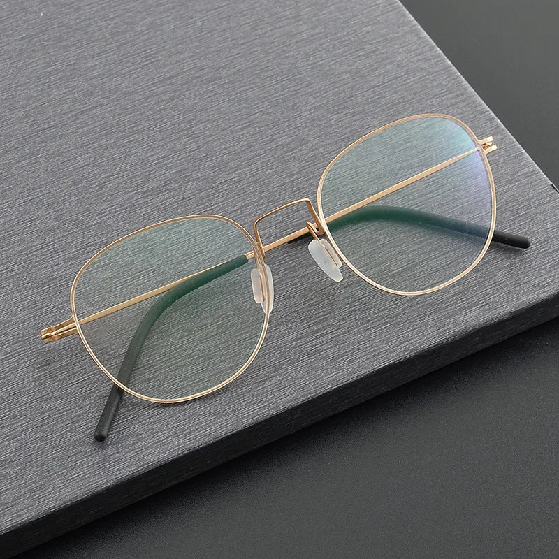 Stylish Black Titanium Rimless Oval Eyeglasses for Women - Lightweight & Screwless Design - Perfect for Work, Reading & Everyday Use