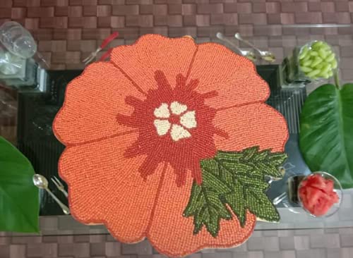 Handmade Beaded Dining Set - 5 Piece Table Runner & 4 Placemats - Boho Kitchen Decor for Farmhouse, Rustic & Modern Dining Rooms - Perfect for Dinner Parties, Holiday Gatherings & Home Styling