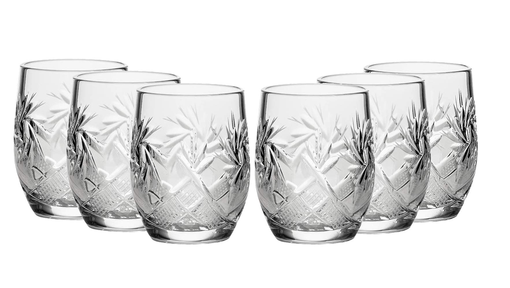 Premium Russian Cut Crystal Vodka Set - 12 Oz Carafe Decanter & 6 Vintage Crystal Shot Glasses for Home Bar, Parties & Gifts