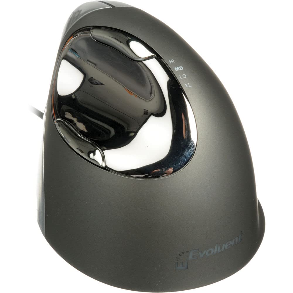 Evoluent VM4R Vertical Ergonomic Mouse for Right Hand - USB Wired Computer Mouse for PC & Laptop with Microfiber Cleaning Cloth - Black | Perfect for Office Work, Gaming & Reducing Wrist Pain