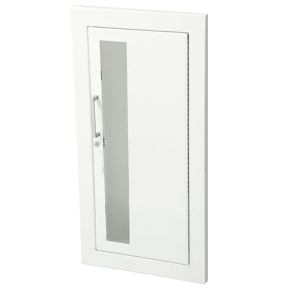 JL Industries 1015W10FX2 Ambassador Fire Extinguisher Cabinet - Vertical Duo Panel with Pull Handle & SAF-T-LOK Fire Rated - Ideal for Offices, Schools, and Commercial Buildings