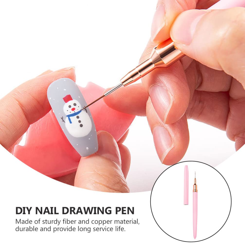 FOMIYES Dotting Nail Art Brush Set - Professional Fine Tip Nail Drawing Pen & 3D Gel Carved Fiber Wool Brush for Nail Painting, Gel Polish & DIY Nail Designs - Perfect for Salon, Home Manicure & Nail Art Enthusiasts