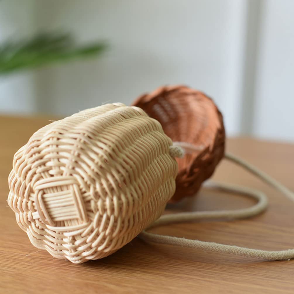 Zerodeko Hanging Planters Straw Shoulder Bag - Rattan Woven Purse with Pine Cone & Acorn Design - Mini Handbag for Women - Perfect for Boho Fashion, Beach Outings & Home Decor Plant Hangers
