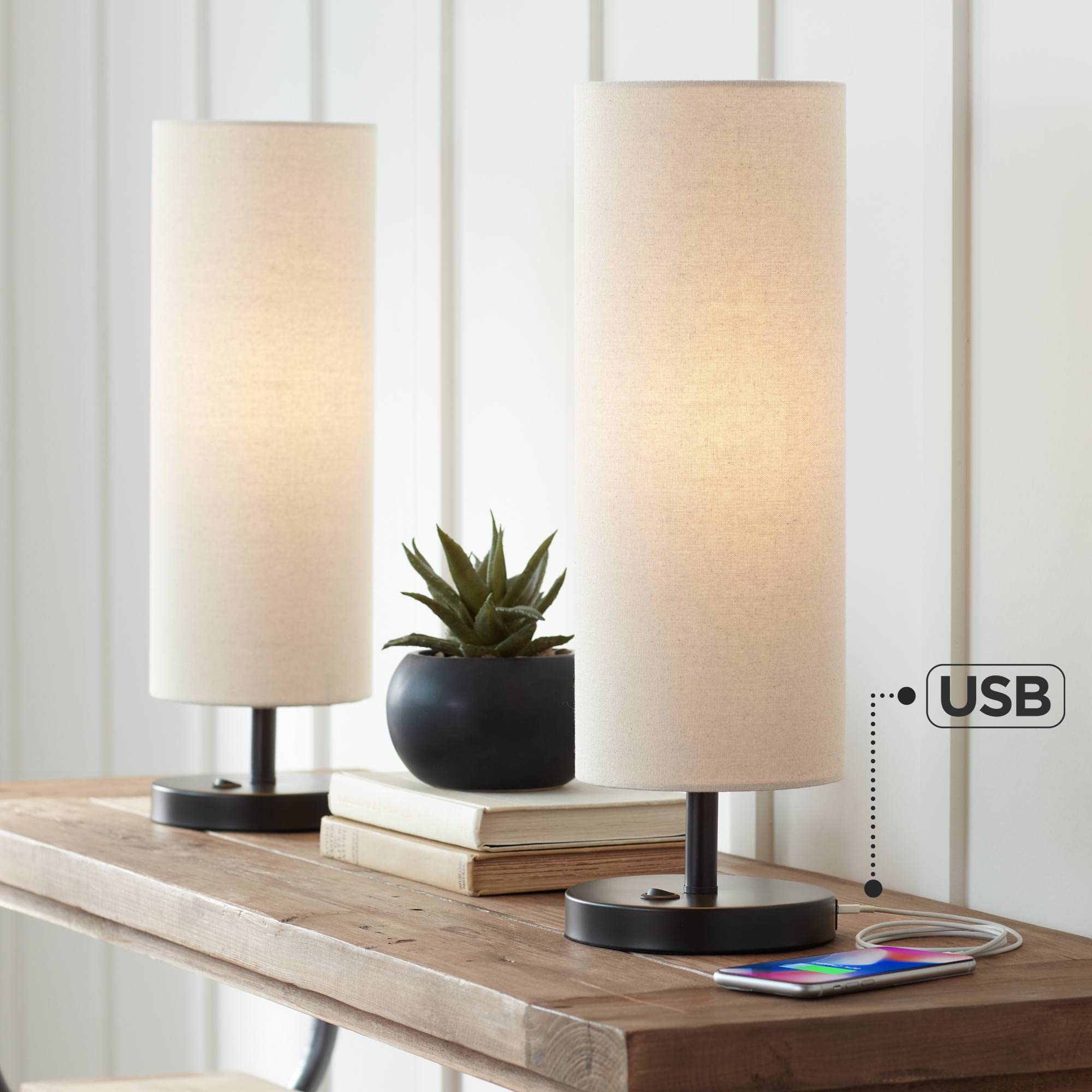360 Lighting Heyburn Modern Accent Table Lamps - Set of 2, 20