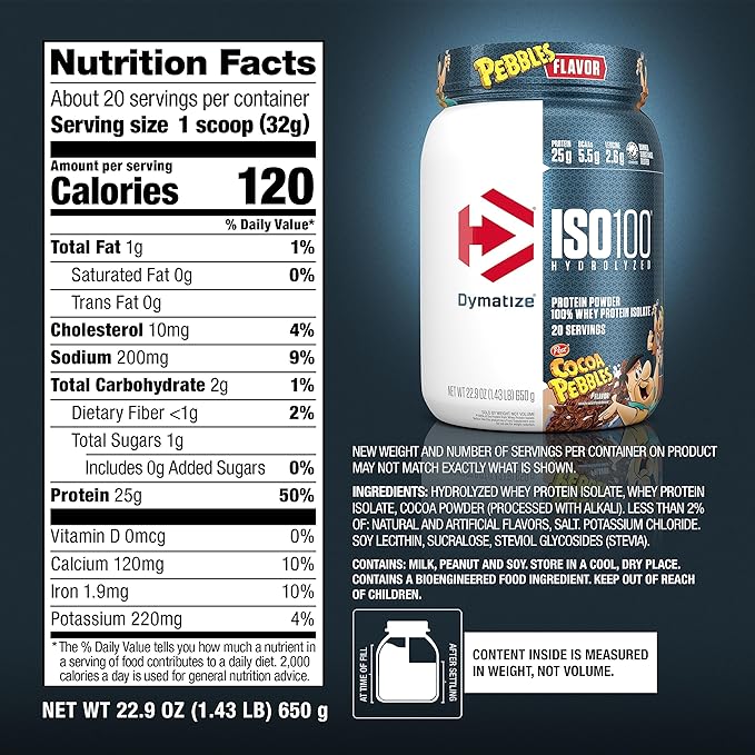 Dymatize ISO 100 Hydrolyzed Whey Protein Powder - Fast Absorption for Post-Workout Recovery & Muscle Growth