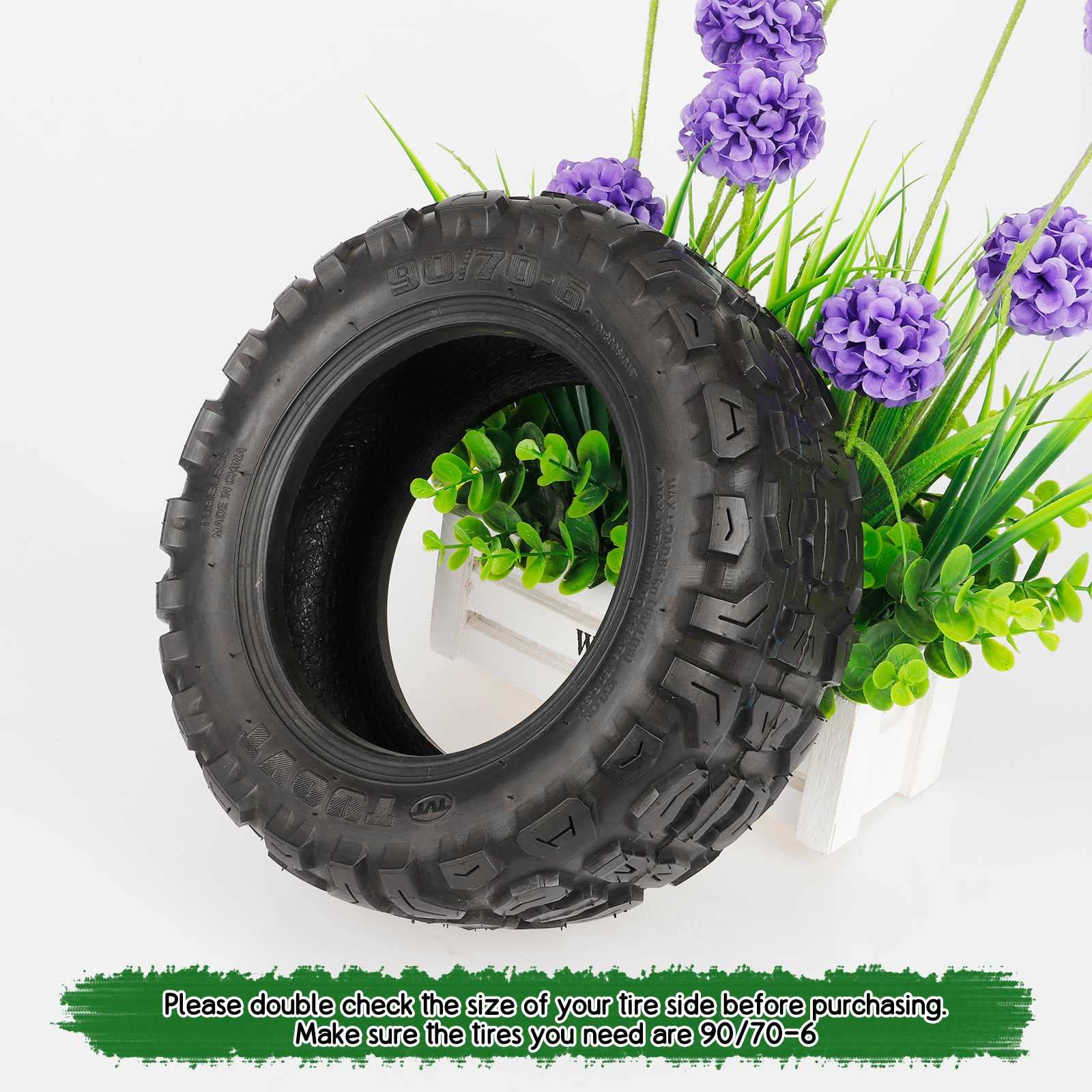 90/70-6 Electric Scooter Tire - 11 Inch Tubeless Vacuum Tire Replacement for Electric Scooters - Durable Rubber Tires for Commuting, Urban Travel & Last-Mile Transportation