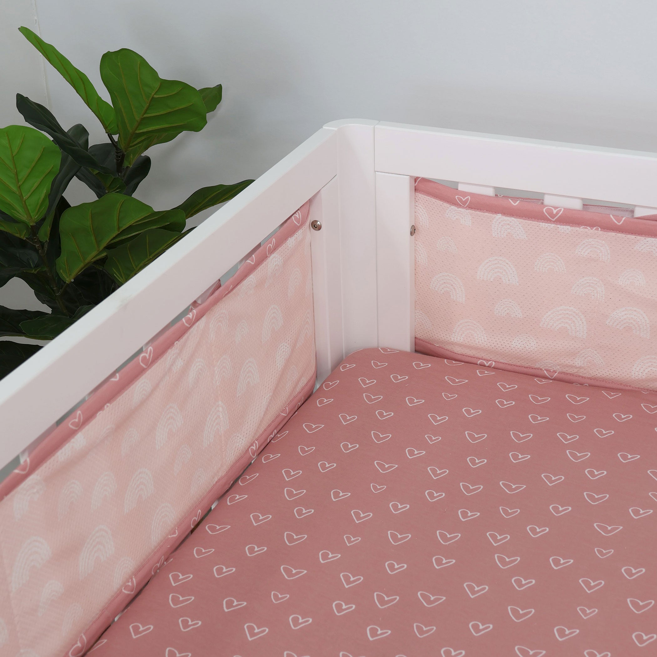 Nordic Breathe Easy® Air+ Cot Liner - Dusty Berry & Rose | Premium Baby Crib Mattress Protector | Hypoallergenic & Breathable | Perfect for Nursery, Daycare & Travel