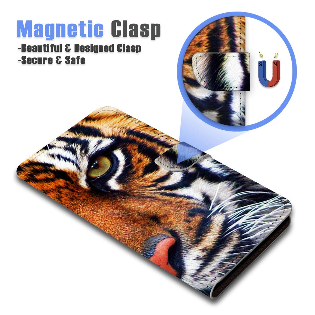 Premium Flip Wallet Phone Case for iPhone 11 - PU Leather Cover with Card Slots (Model A20015 Tiger) | Perfect for Everyday Use, Travel & Business Meetings