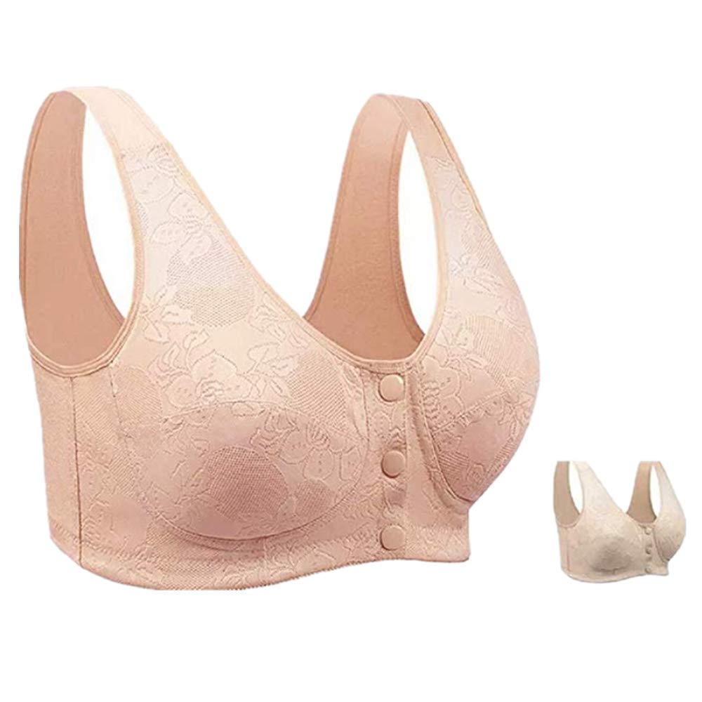 Wireless Cotton Soft Cup Everyday Bras for Women - Front Rose Lace Post-Surgical Support (34-42B/C) | Comfortable Daily Wear & Recovery After Surgery