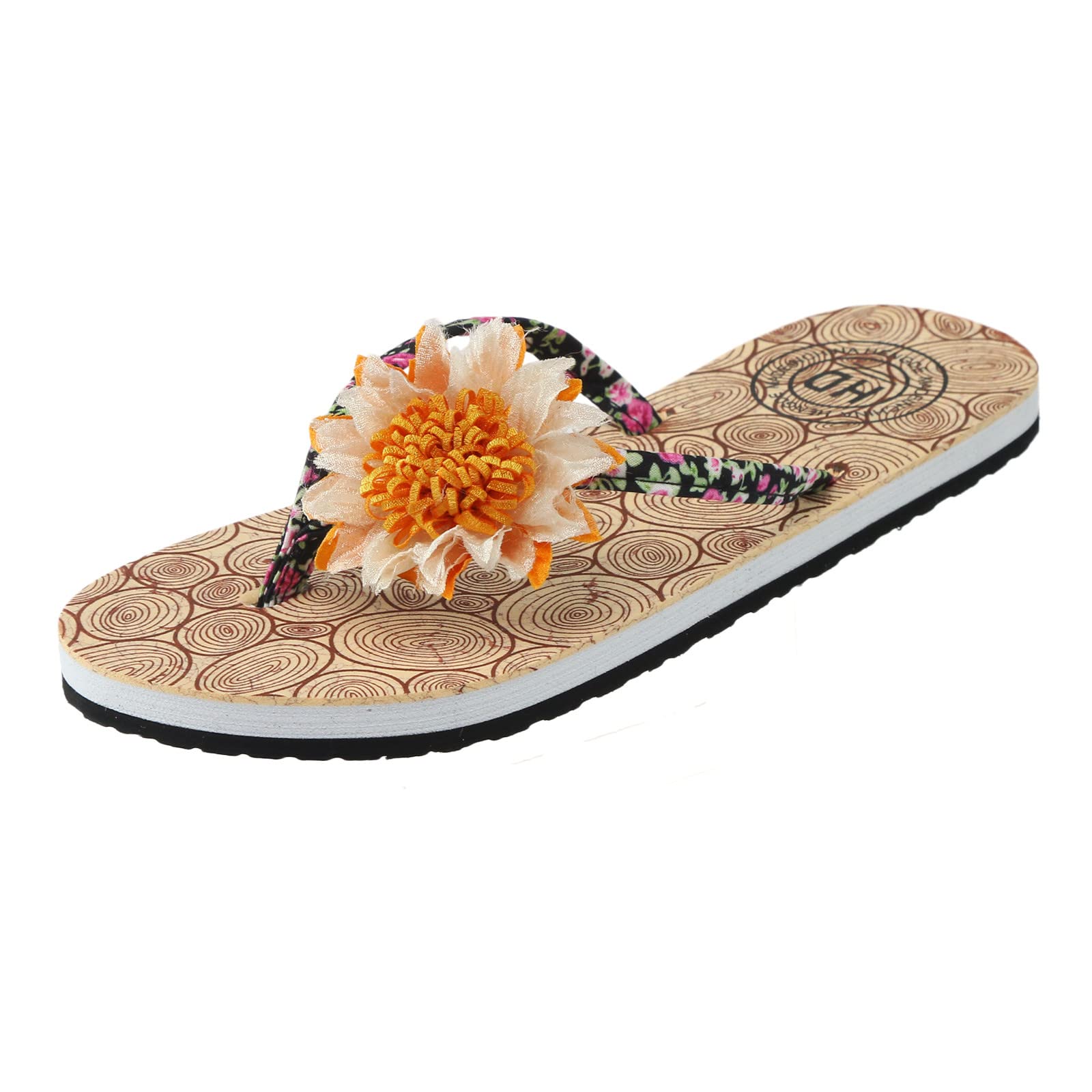 Women's Bohemian Style Floral Summer Slippers - Comfortable Beach Sandals & House Shoes for Ladies | Perfect for Vacation, Poolside Lounging and Indoor Comfort