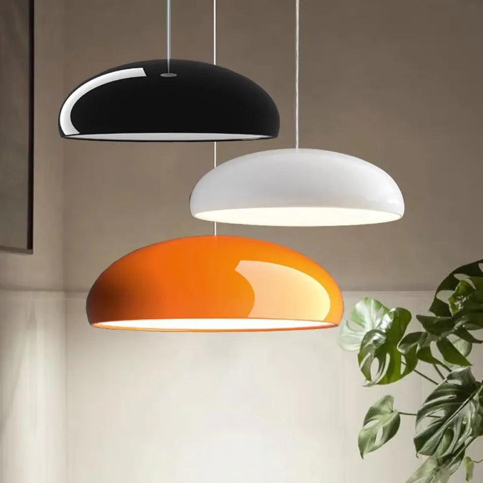 Modern Single Head Pendant Light with Glossy Disc Shade - Sleek Ceiling Lighting for Dining Room, Kitchen Island & Bedroom Decor