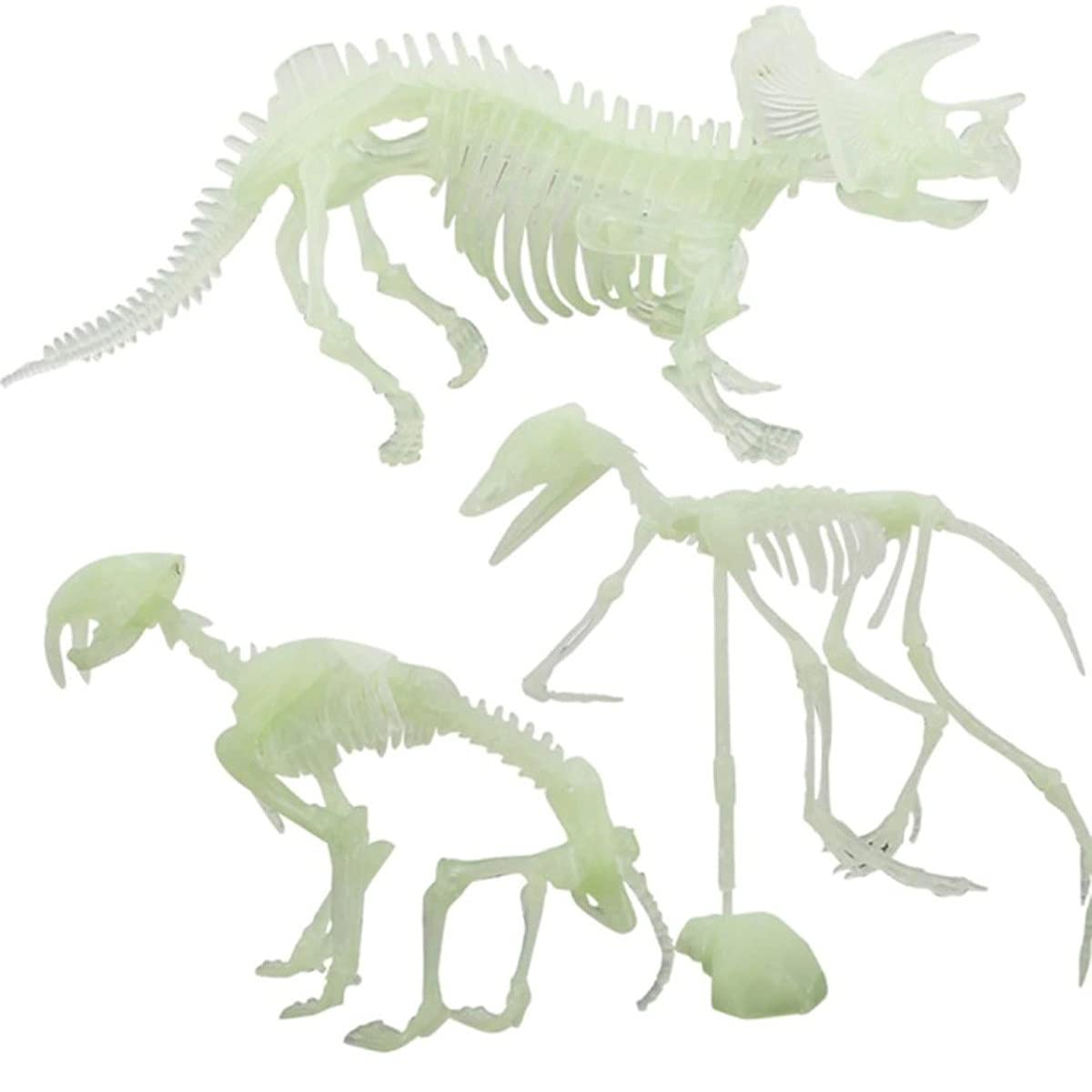 Glow-in-the-Dark Halloween Decor - Realistic Dinosaur Bones & Human Skeleton Model for Spooky House Party, Kitchen & Table Decoration - Perfect for Halloween Night & Themed Parties