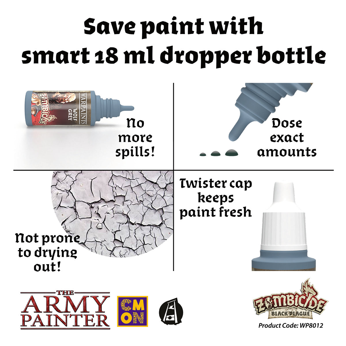 Zombicide Black Plague Miniature Paint Set - Premium Acrylic Paints for Board Game Miniatures - Perfect for Zombie Apocalypse Gaming & Tabletop RPG Scenes