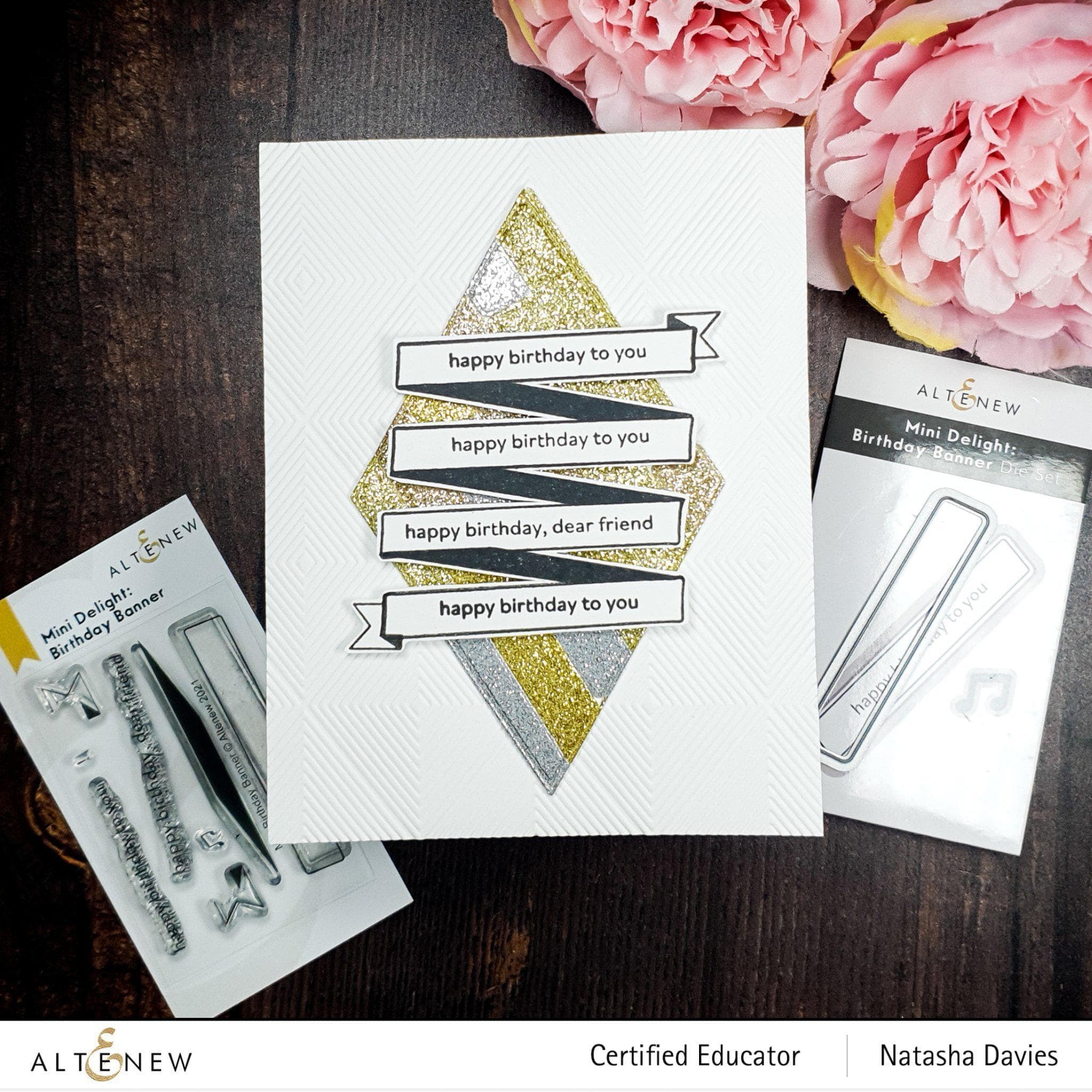 Mini Delight Birthday Banner Stamp & Die Set - DIY Scrapbooking, Card Making, Party Decorations for Birthdays & Celebrations