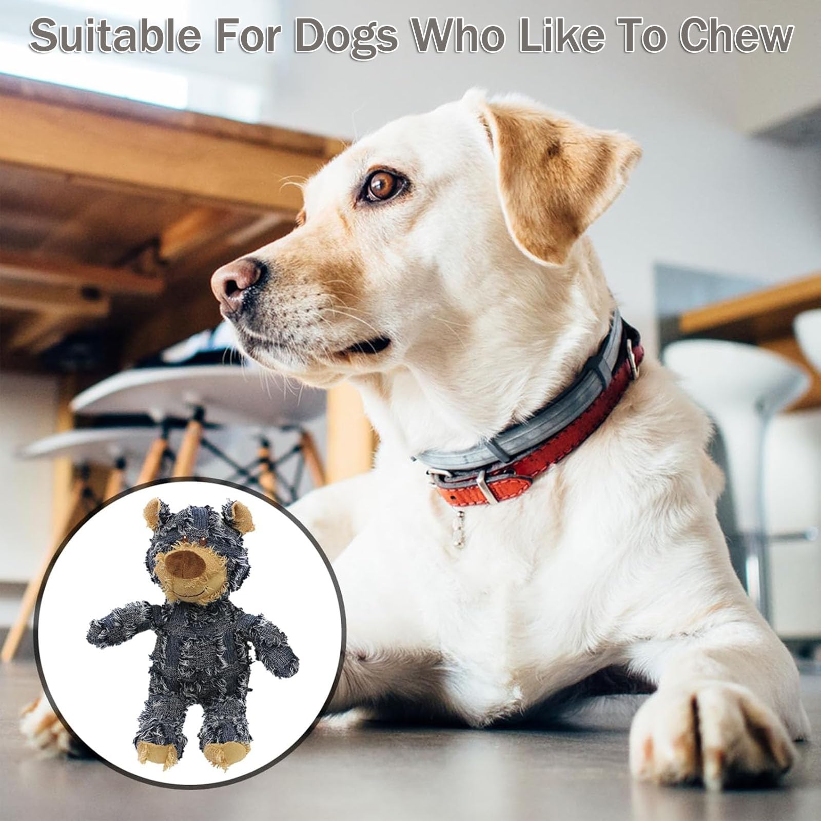 2024 Indestructible Heavy Duty Squeaky Dog Toy - Unbreakable Plush Bear Chew Toy for Aggressive Chewers, Durable Puppy Teething Toy for Large & Small Dogs - Perfect for Playtime, Training & Anxiety Relief (Navy Blue)