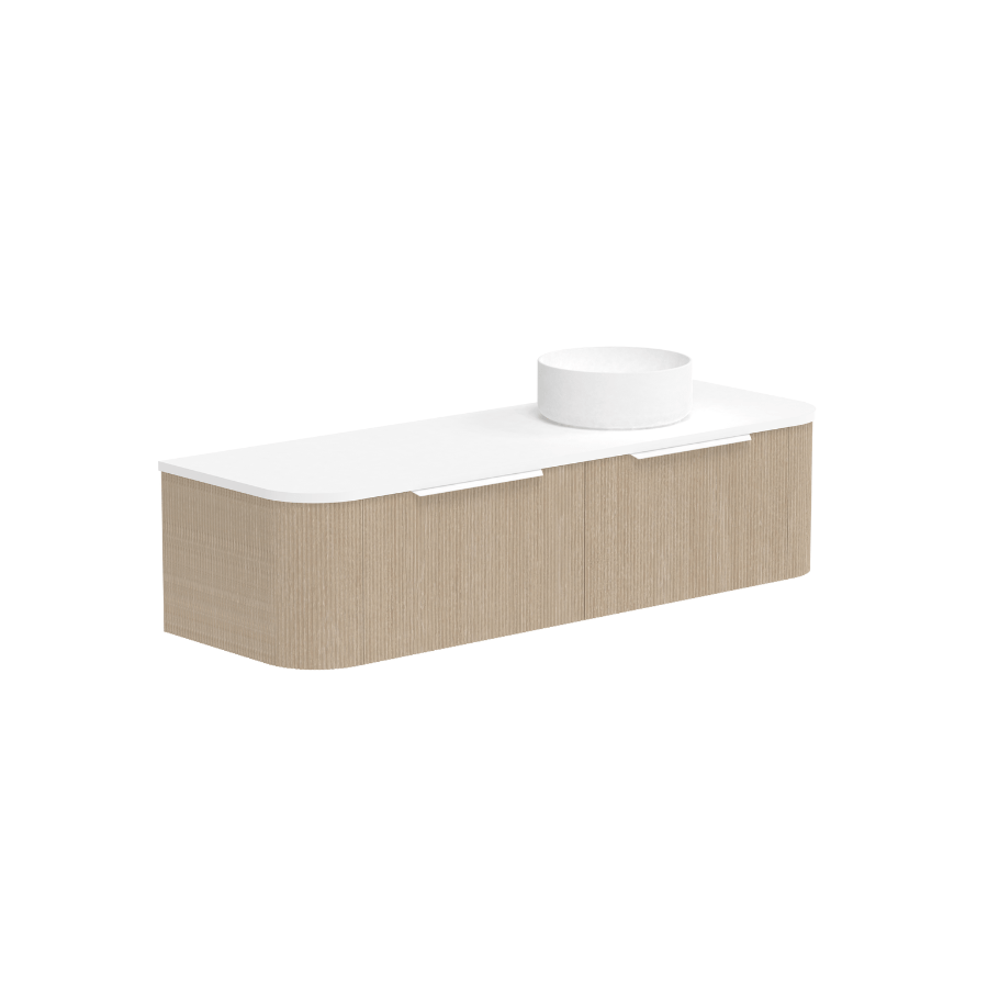 Waverley Vanity 1500 Wall Mounted Bathroom Sink Cabinet in Coastal Oak Finish - Perfect for Coastal, Farmhouse & Modern Bathroom Decor