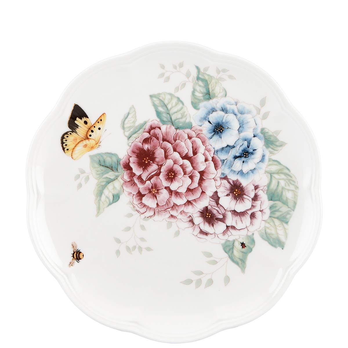 Butterfly Meadow Hydrangea Accent Plate - Floral Decorative Serving Dish for Tea Parties, Weddings & Home Decor