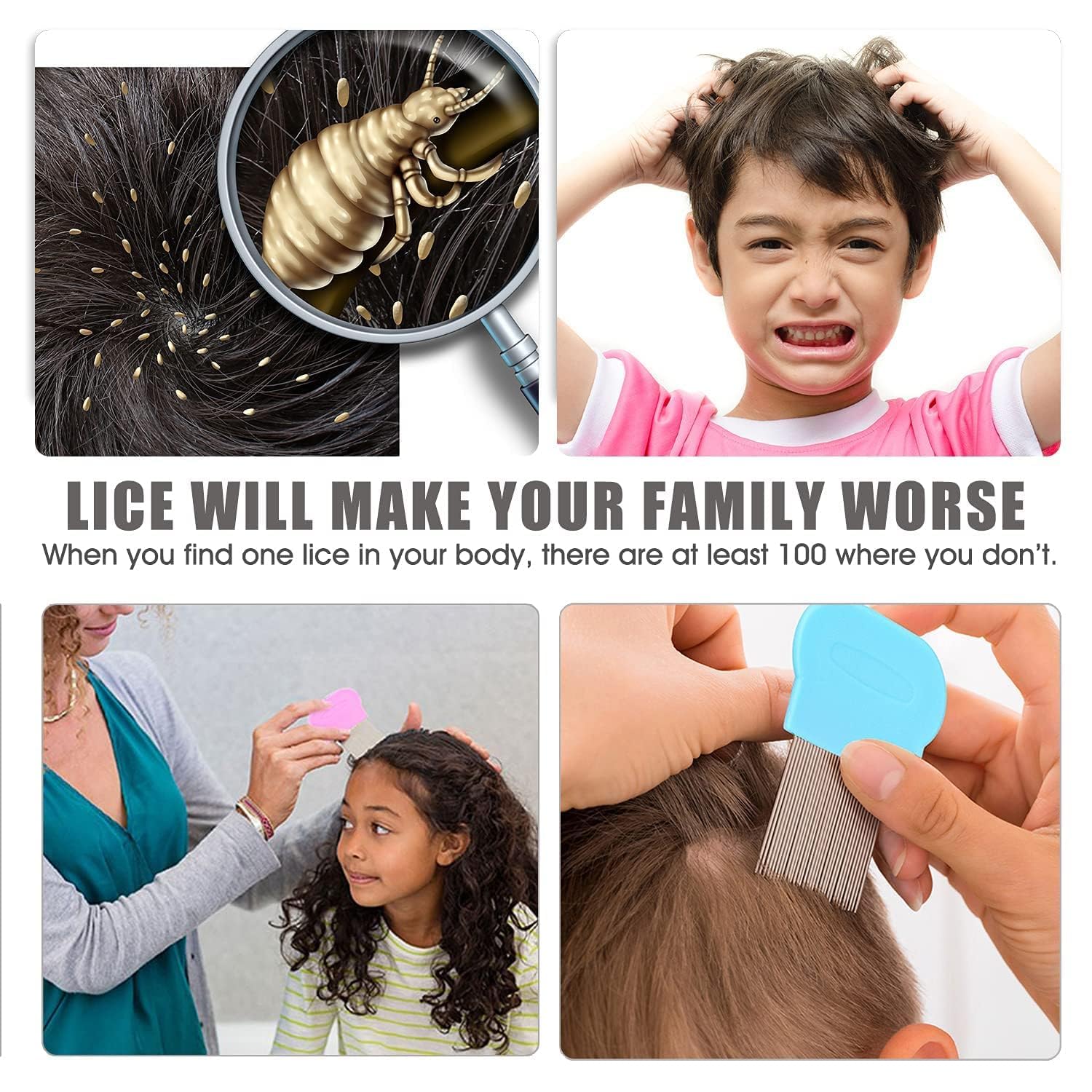 Professional Stainless Steel Head Lice Comb for Women & Kids - Effective Lice and Nit Removal Treatment - Anti Lice Comb for Hair Care - Perfect for Home, School & Travel Use (Pack of 1)