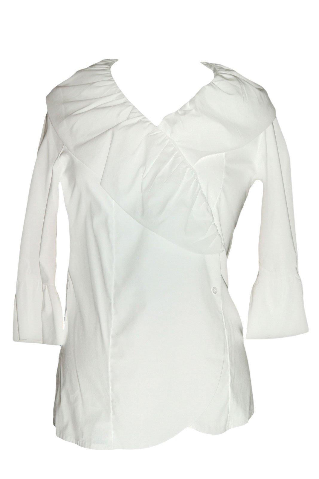 Olian Maternity Women's Ruffled Front 3/4 Sleeve Wrap Top - Comfortable Nursing & Pregnancy Blouse for Work & Casual Wear