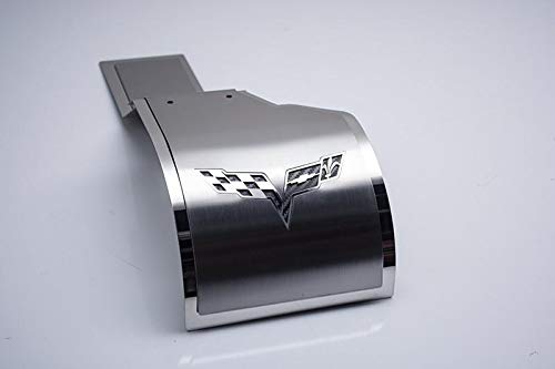 2005-2013 C6 Corvette Alternator Cover - Carbon Fiber Crossed Flags Emblem | High-Performance Engine Protection | Perfect for Car Shows & Racing Enthusiasts