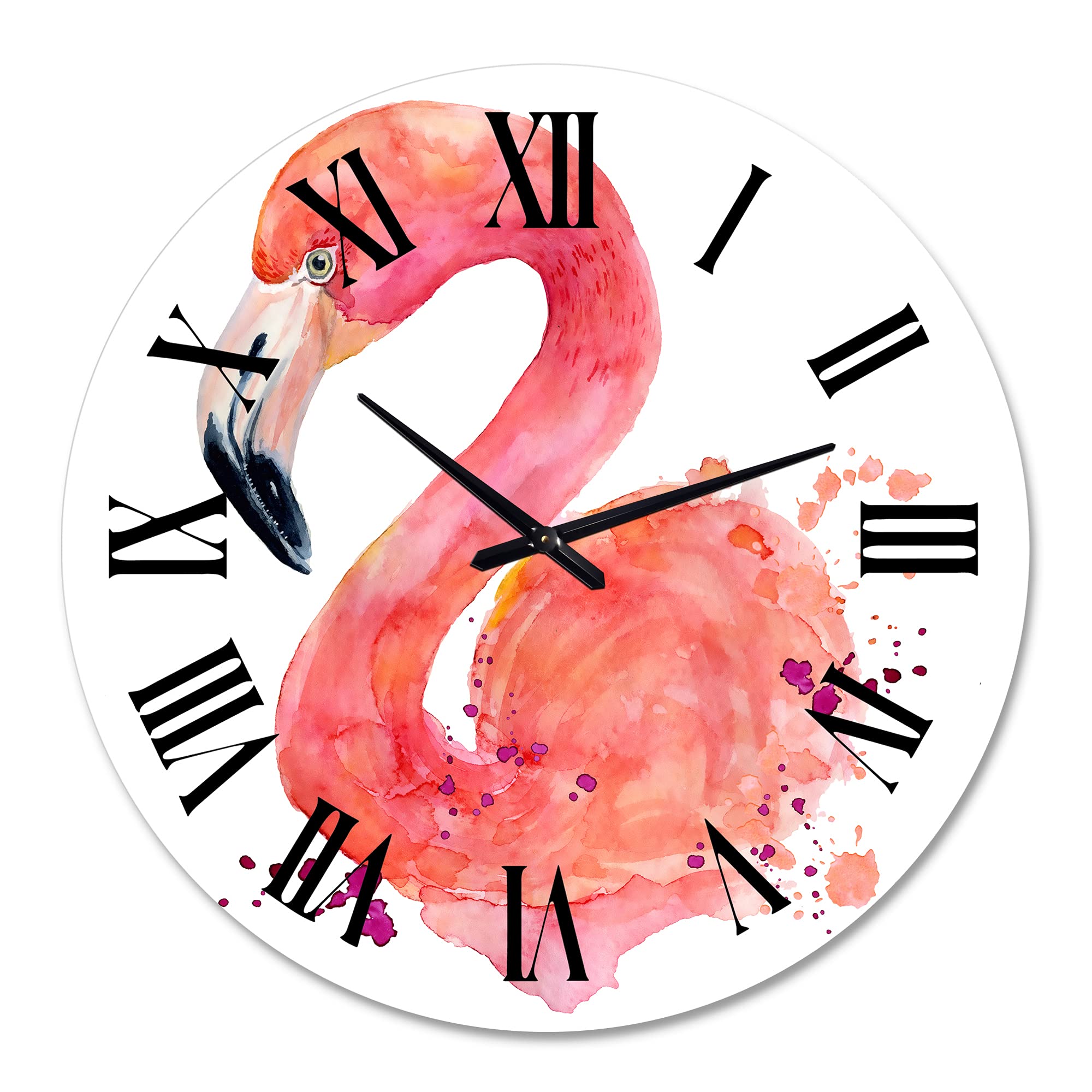 Farmhouse Wall Clock with Pink Flamingo Design - Large Decorative Wall Clock for Bedroom, Living Room & Office - Rustic Home Decor for Animal Lovers