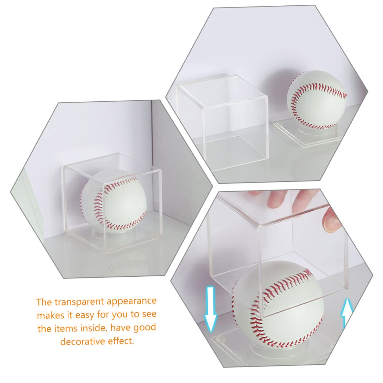 BESPORTBLE 2 Pack Clear Plastic Baseball Display Case - Square Acrylic Storage Box for Collectibles, Trading Cards & Memorabilia - Perfect for Showcasing Sports Cards, Coins, and Small Keepsakes