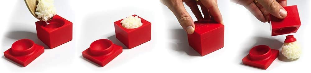 RB01 Rice Cube - 4cm Plastic Rice Ball Mold - Red (20.1x15.1x10.1cm) - Perfect for Sushi Making, Bento Boxes & Japanese Home Cooking