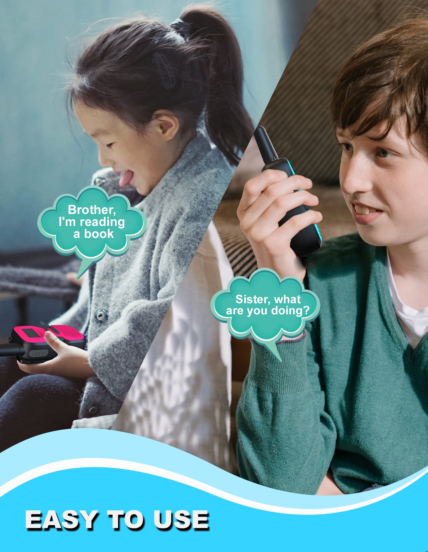 Best Rechargeable Walkie Talkies for Kids - 2 Pack Long Range Walky Talky for Outdoor, Hiking & Camping - Perfect Christmas Gift for Boys & Girls Ages 3-12 - Ideal for Family Adventures, Backyard Play & Emergency Communication
