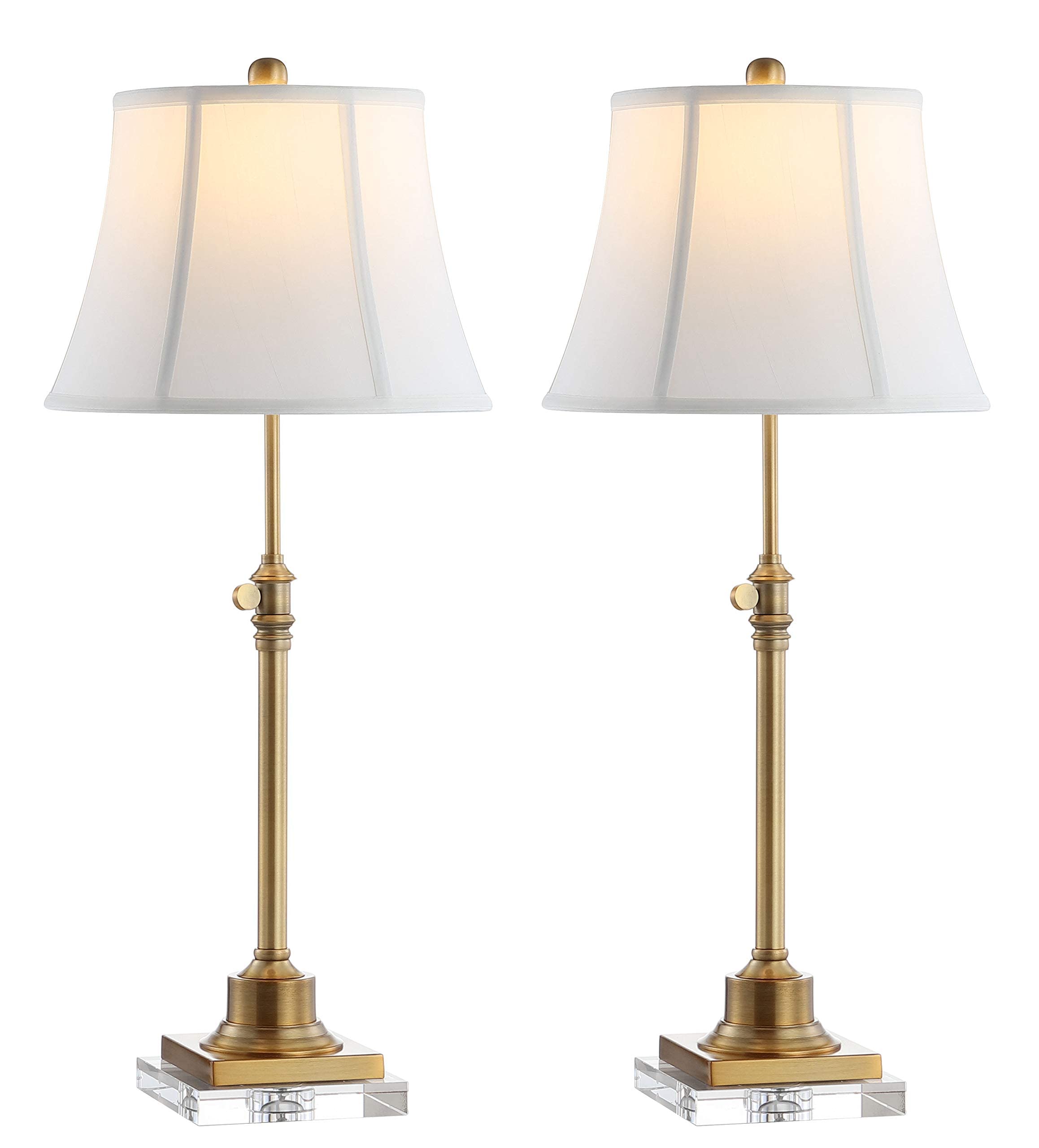 SAFAVIEH Callen Crystal & Brass Gold Adjustable Table Lamp Set of 2 - 21-31 Inch Modern Lighting for Bedroom, Living Room, Home Office & Nightstand (LED Bulbs Included) | Elegant Home Decor & Reading Light