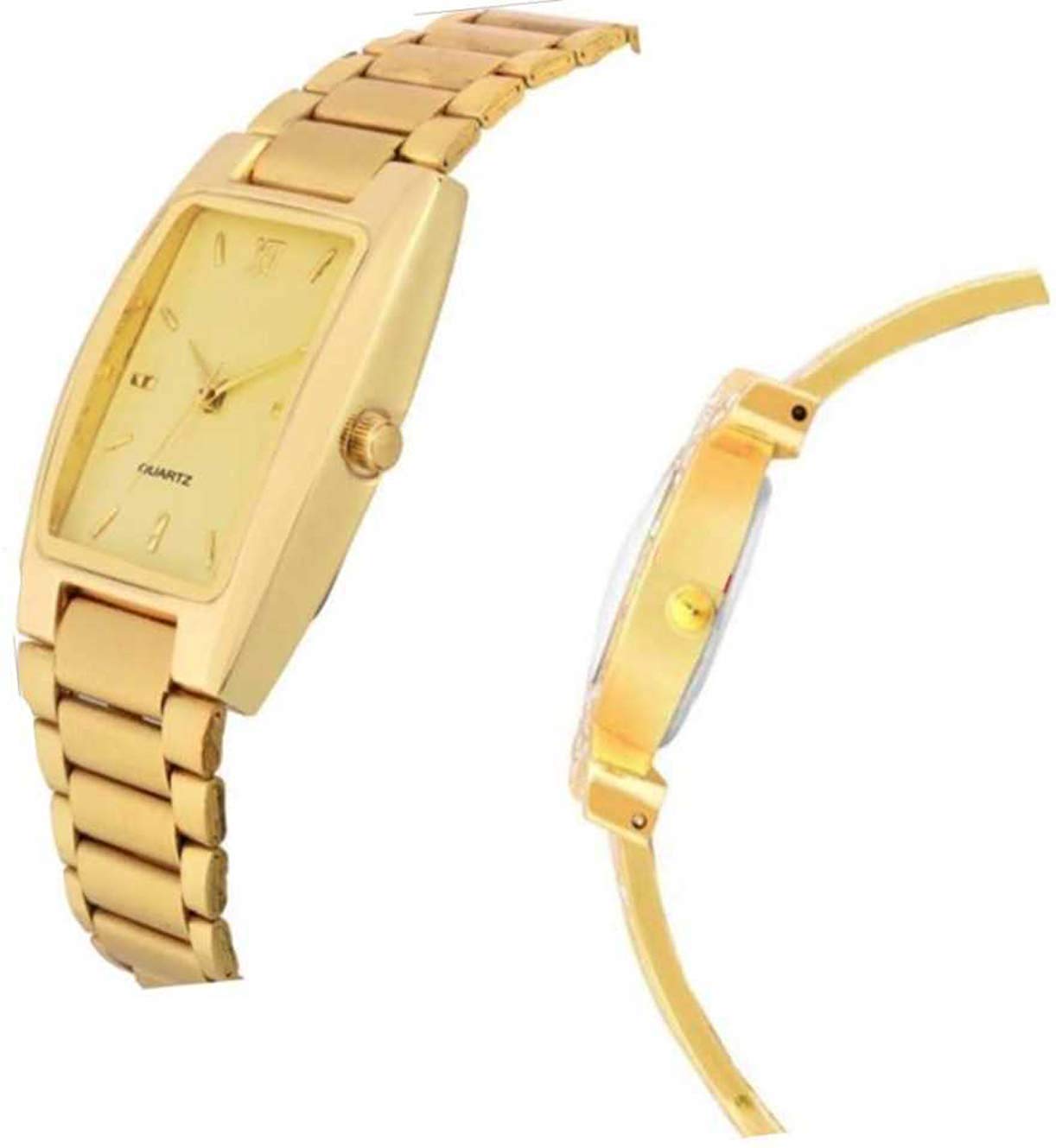 Premium Analog Watches for Men & Women - Gold Dial with Gold-Tone Stainless Steel Strap (2-Pack) | Elegant Dress Watches for Business, Party & Everyday Wear