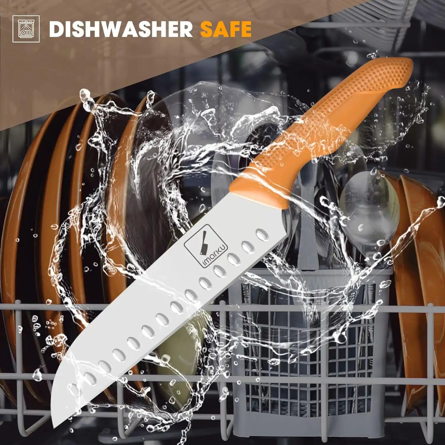 Premium Orange Knife Set with Sharp Stainless Steel Blades & Ergonomic PP Handles - Perfect for Home Kitchen, Camping, and Outdoor Cooking