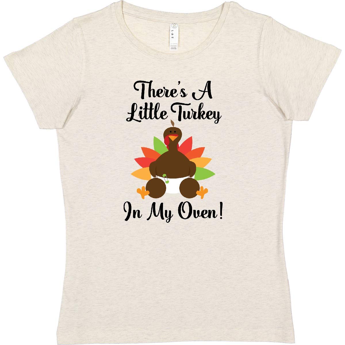 Inktastic Thanksgiving Pregnancy Announcement Turkey Women's T-Shirt - Cute Maternity Tee for Holiday Family Photos & Gender Reveal