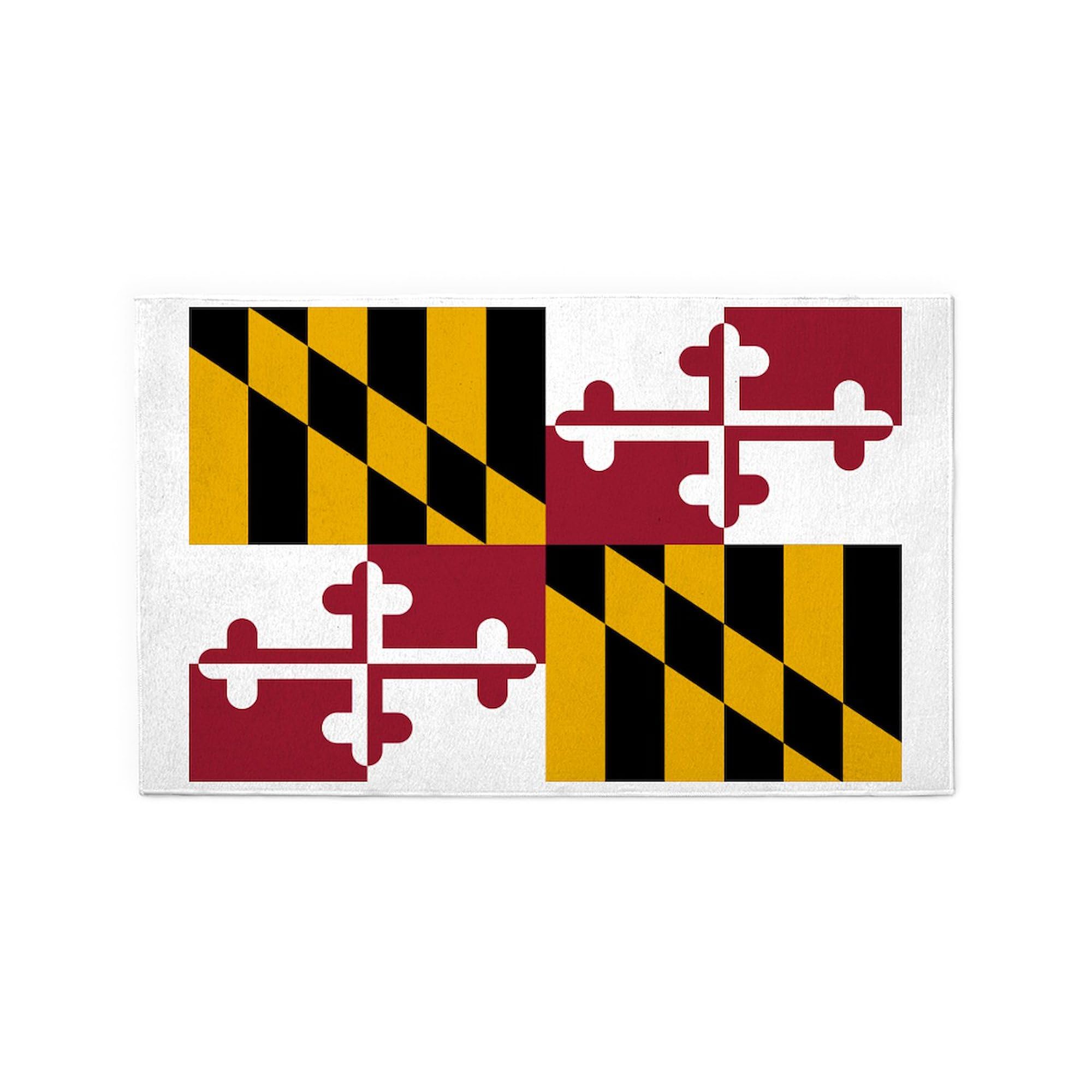 Maryland State Flag 3'X5' Decorative Area Rug - Non-Slip Fabric Throw Rug for Living Room, Bedroom & Dorm Decor