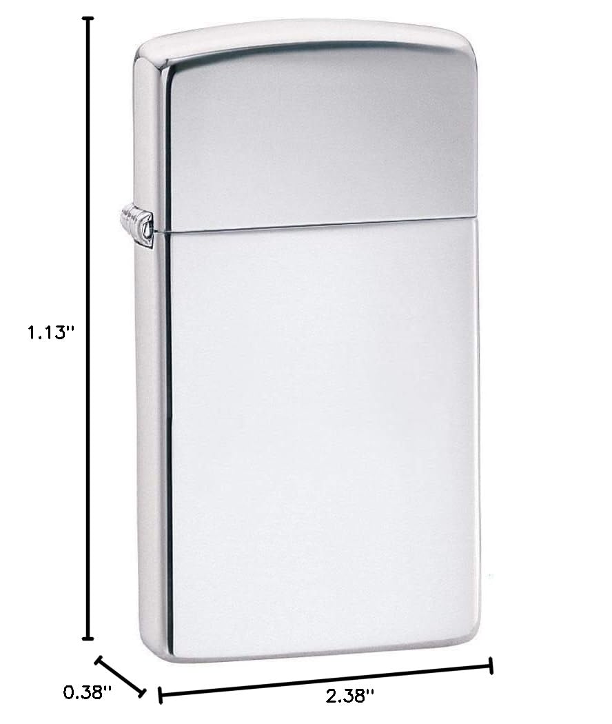 Zippo Slim High Polish Chrome Armor Pocket Lighter - Windproof Refillable Metal Lighter for Outdoor Camping, Hiking & Everyday Use