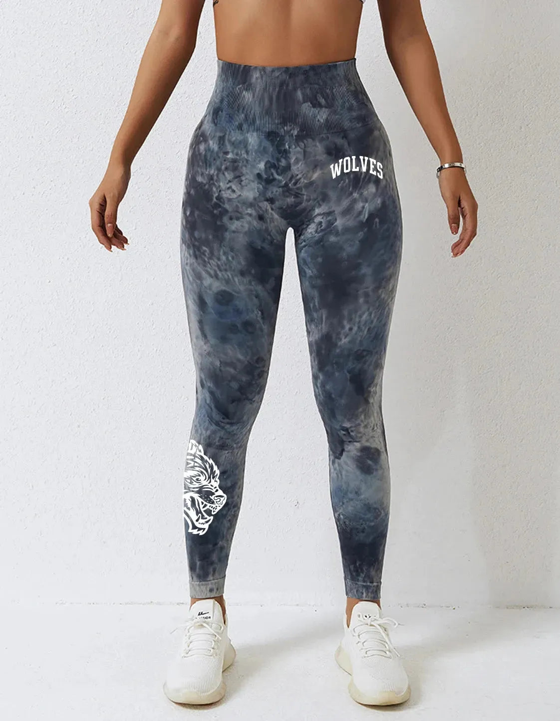 Darc Women's Seamless Gym Leggings - High Waist Elastic Workout Tights for Women, Breathable Summer Yoga Pants with Wolf Print Design - Perfect for Fitness, Running & Lounge Wear