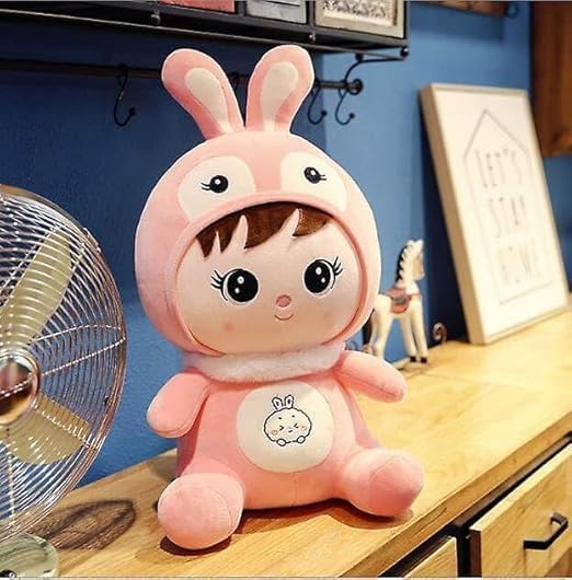 Super Soft Plush Rabbit-Ear Teddy Bear Doll - Cute Stuffed Animal Toy & Comfort Pillow for Kids, Girls & Adults (35cm, Pink) - Perfect for Gifts, Bedtime Cuddling & Nursery Decor