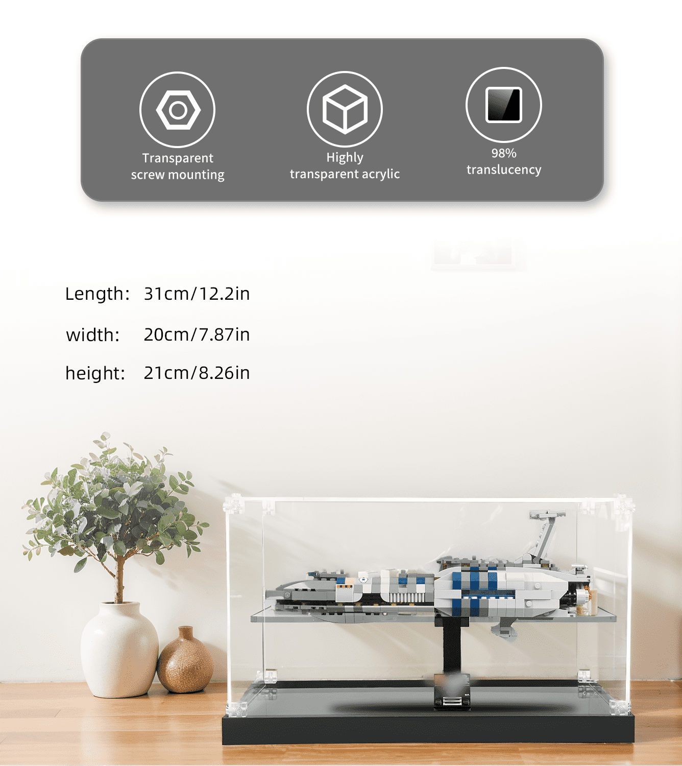 LEGO Star Wars Invisible Hand 75377 Display Case - Clear Acrylic Protection for Collectible Models | Perfect for Showcasing & Preserving Your Star Wars LEGO Collection at Home or Office