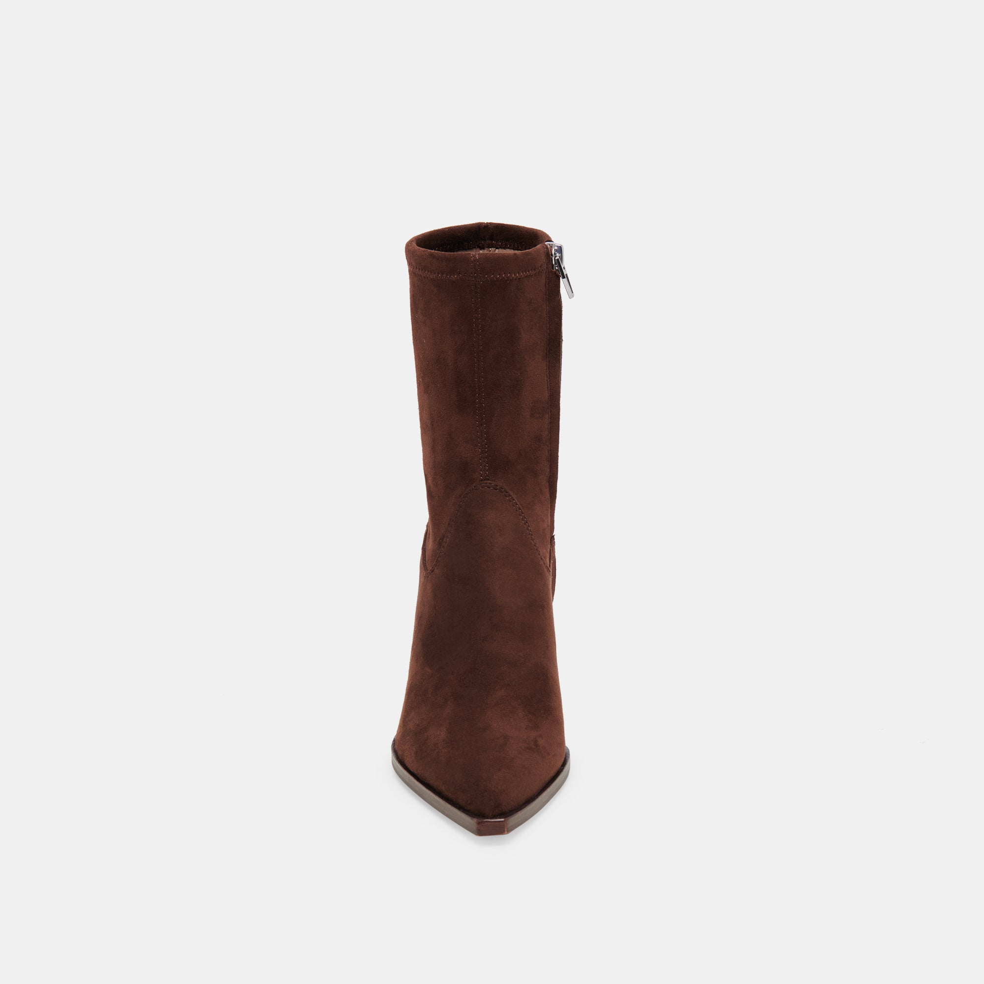 ARYA Wide Calf Boots for Women - DK Brown Stella Suede Ankle Boots - Comfortable & Stylish for Fall and Winter Outfits
