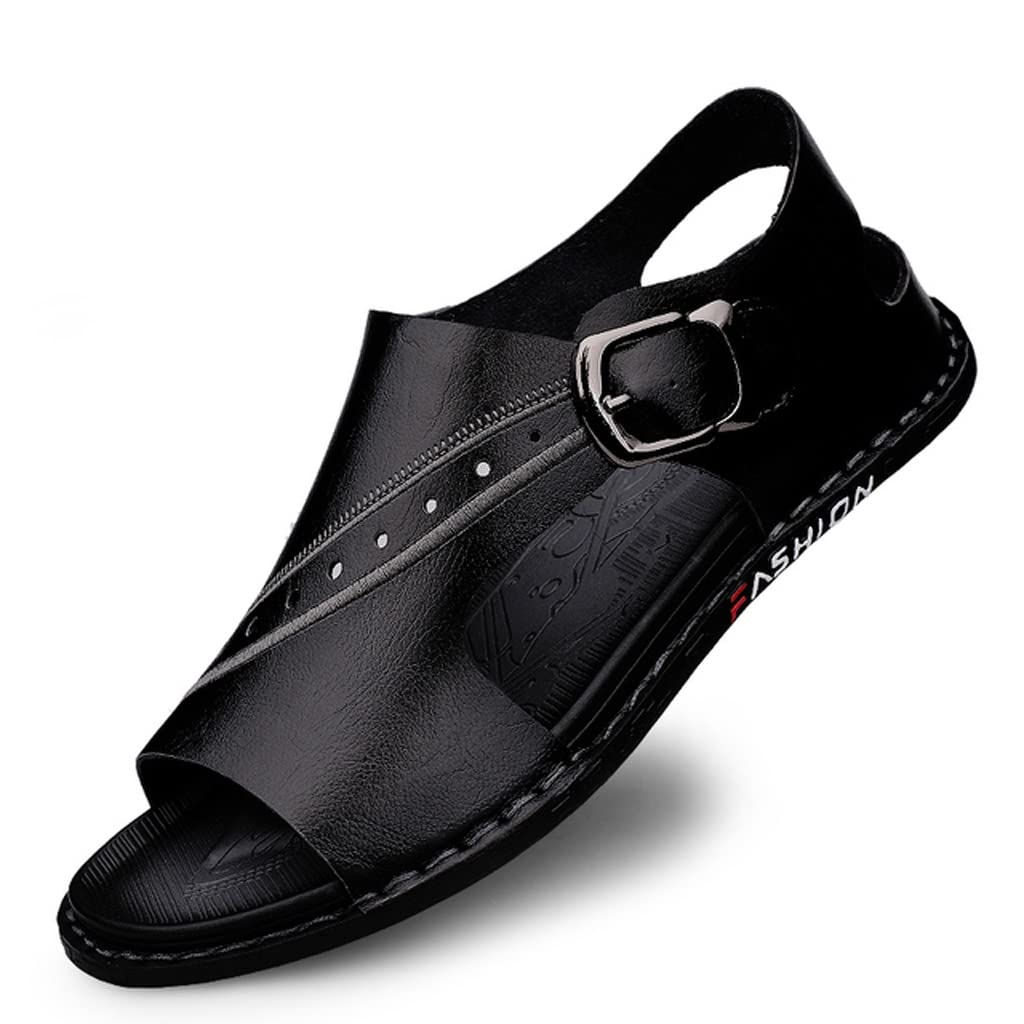 **Men's Comfortable Summer Sandals - Handmade Beach Slippers for Casual & Outdoor Wear - Black Size 39cm - Perfect for Beach, Pool, and Vacation**