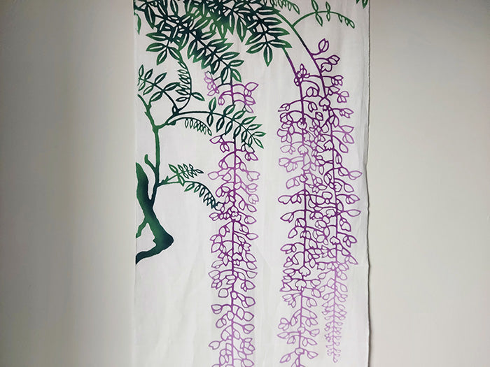 Chikusen Wisteria Design Tenugui Cloth - Japanese Cotton Hand Towel for Kitchen, Bath & Home Decor | Perfect for Gift, Wall Art & Traditional Craft Lovers