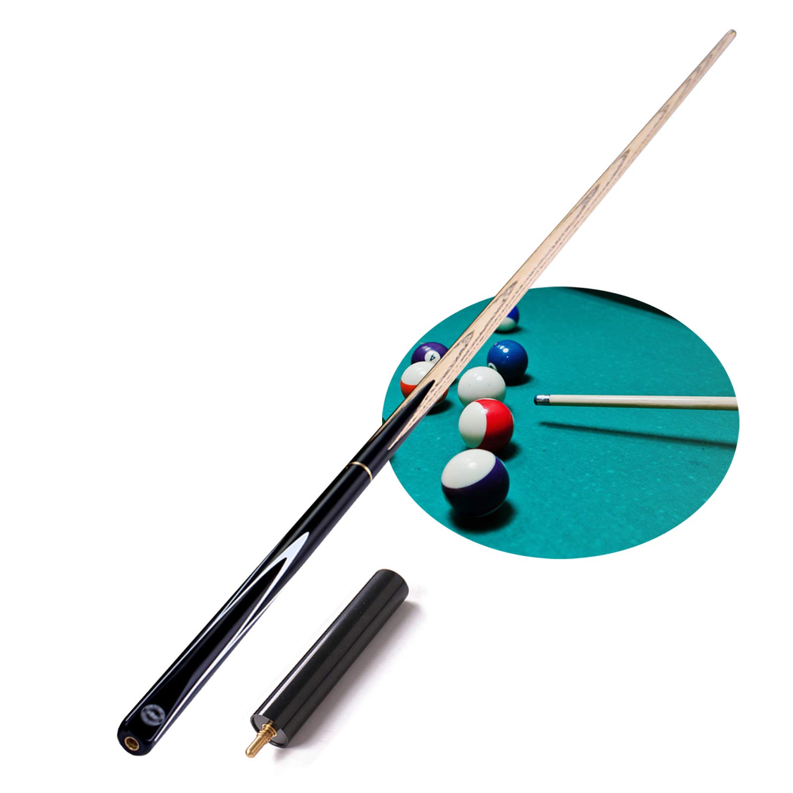XYNH 58 Inch Hardwood Snooker Pool Cue Stick - 18oz Weighted Billiard House Cue for Professional Play, Bar Games & Home Recreation - Black