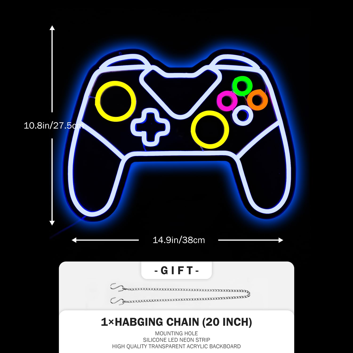 Gaming Neon Sign - LED Gamepad Light for Room Decor, Perfect for Bedroom & Gifts
