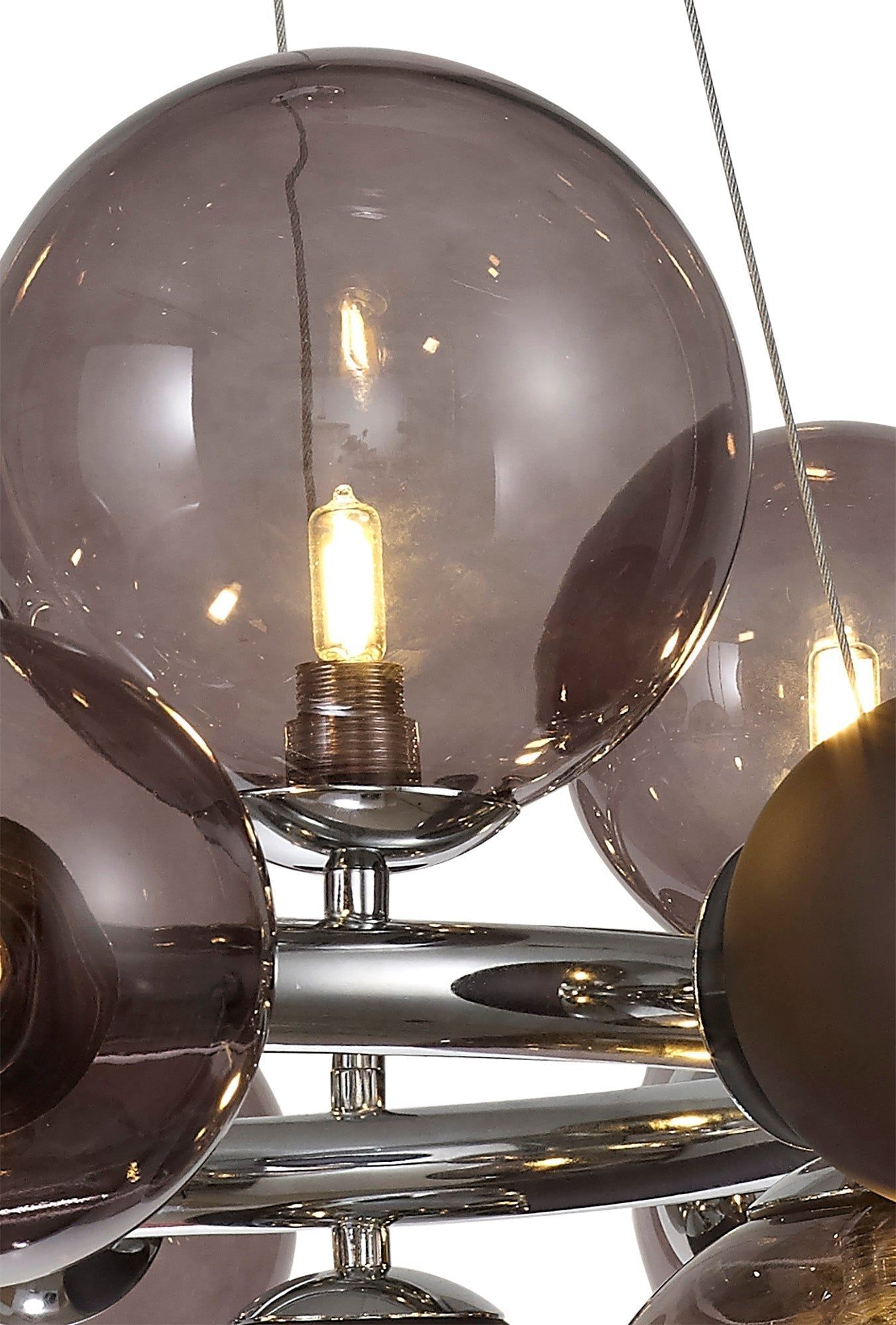 Modern Austin Circular Ceiling Light - 12Lt x G9 Bulb, Copper & Opal/Polished Chrome & Iridescent/Polished Chrome & Black Finish, Smoked Glass IP20 - Perfect for Living Room, Bedroom, or Office Lighting