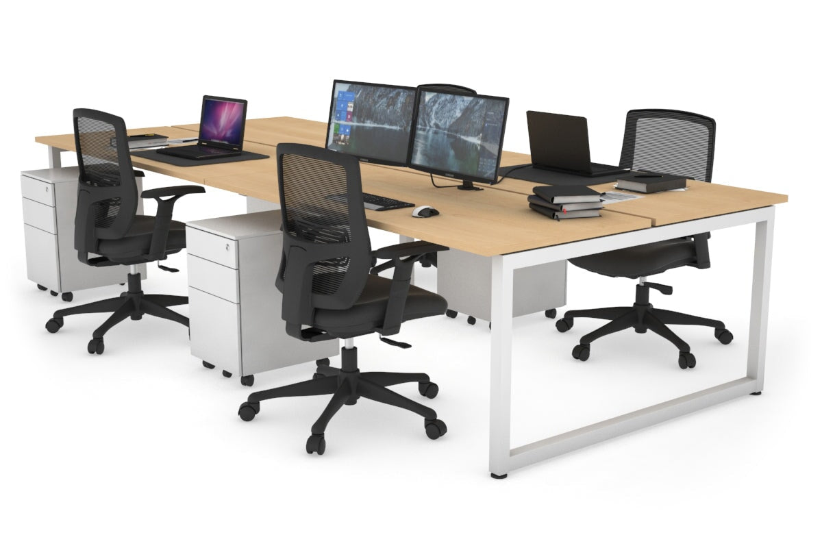 Quadro Loop Legs 4 Person Office Workstation Desk - 1800L x 700W - Modern Collaborative Workspace Solution for Team Projects & Office Meetings